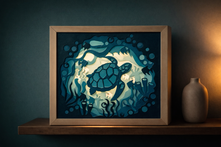 Layered Sea Turtle Shadow Box SVG (6 Layers) Template – Beautiful