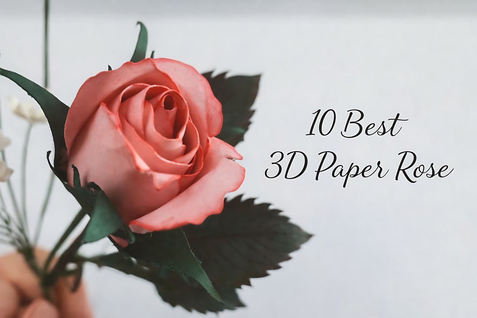 Pink paper rose with text 10 Best 3D Paper Rose