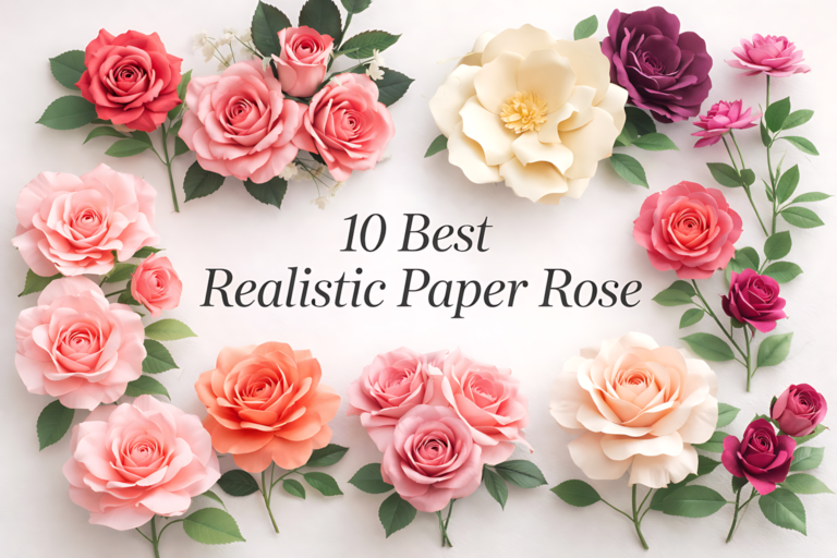 Realistic paper rose SVG template collage cover