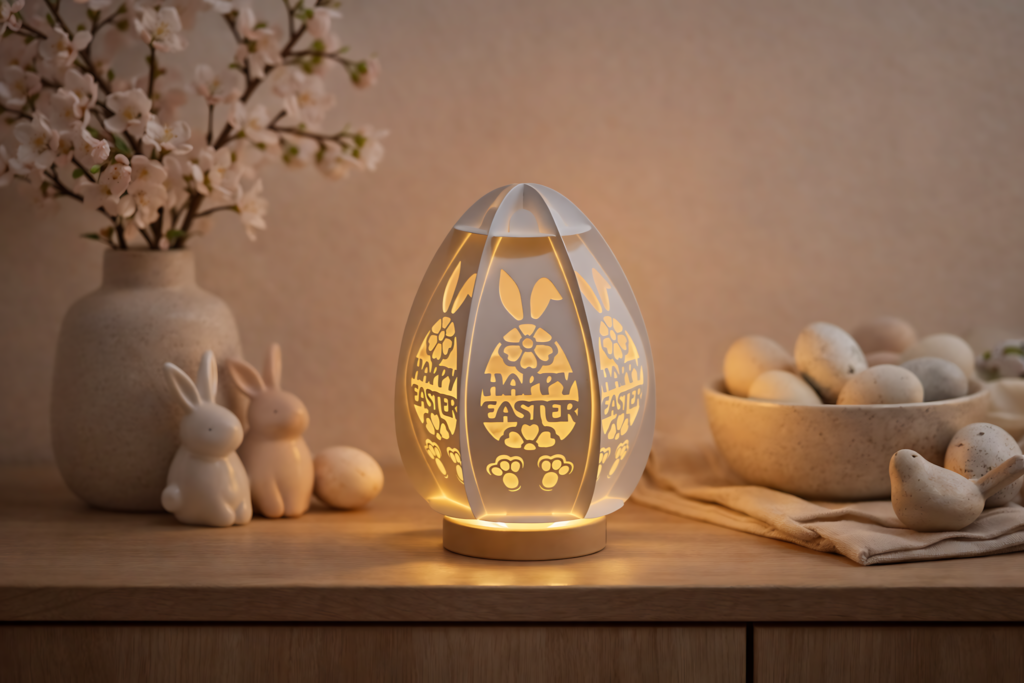 Easter egg lantern SVG papercraft design with glowing LED light for Cricut and Silhouette