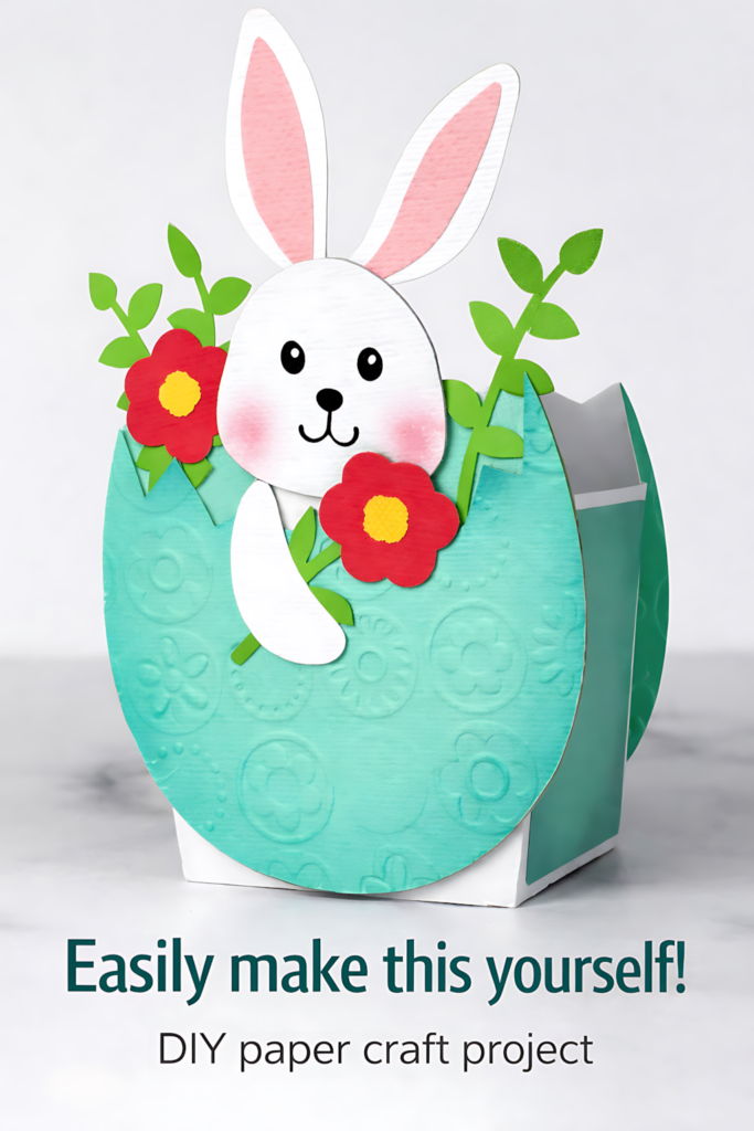 Easter Egg Bunny Box SVG with bunny and flowers
