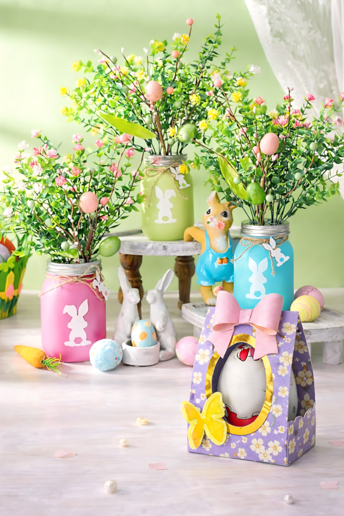 Chocolate Egg Gift Box Template in a pastel Easter display
