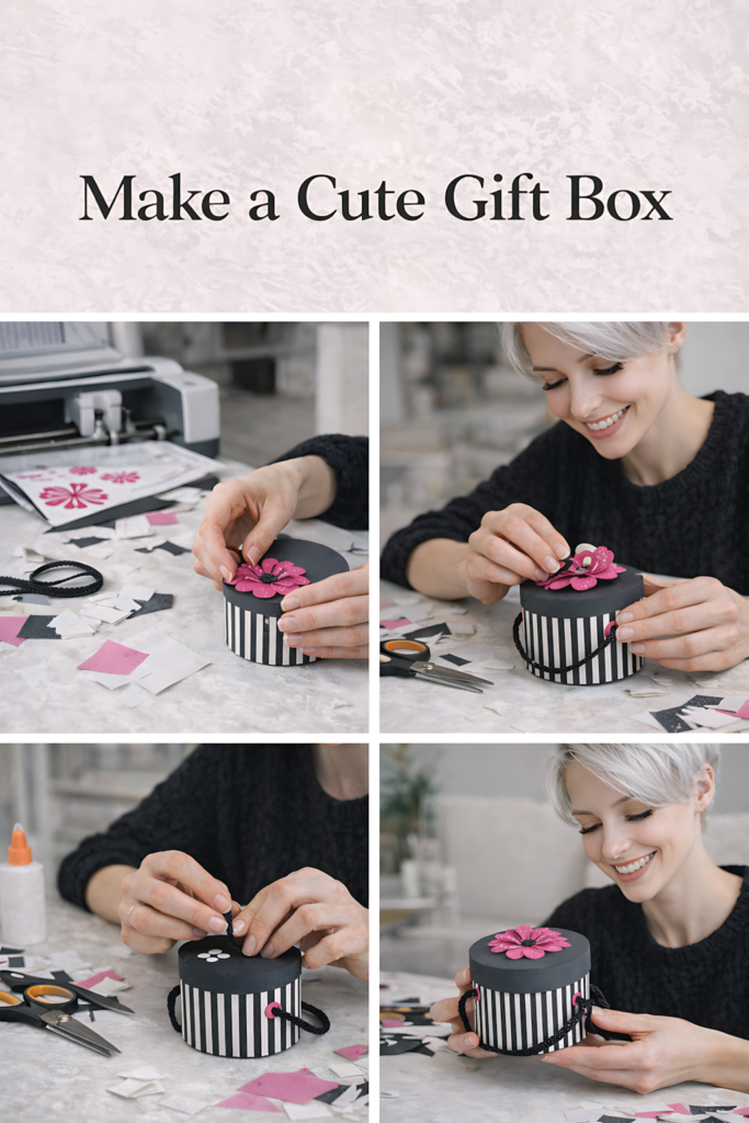 Step by step mini hat treat box SVG gift box collage