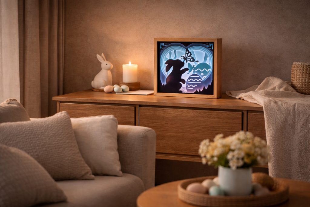 easter shadow box svg layered bunny design