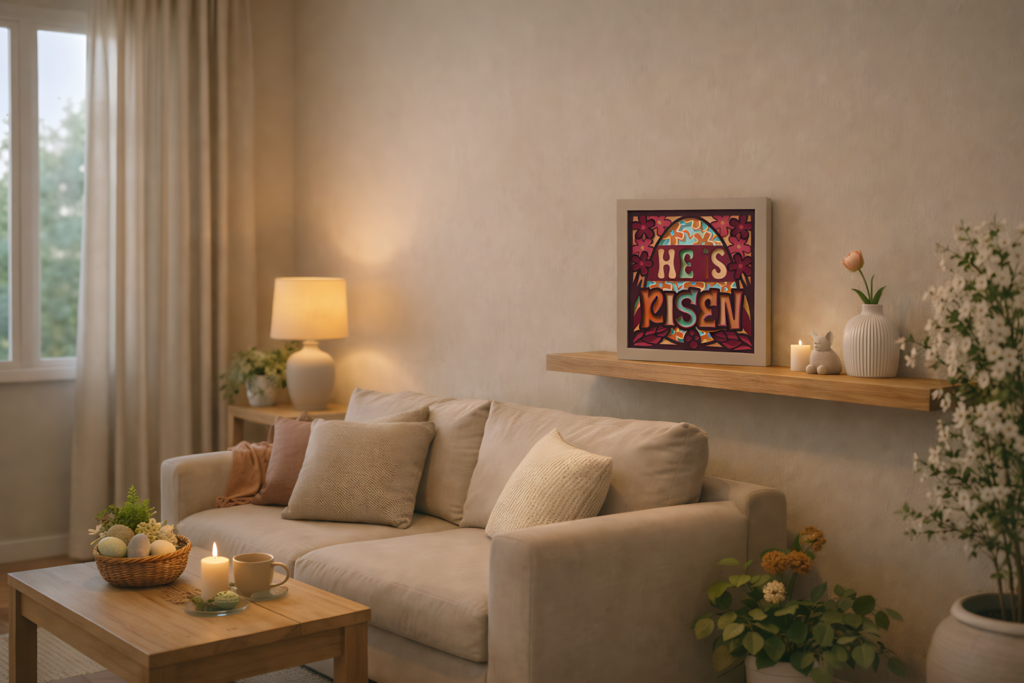 he is risen Easter shadow box SVG papercut wall decor