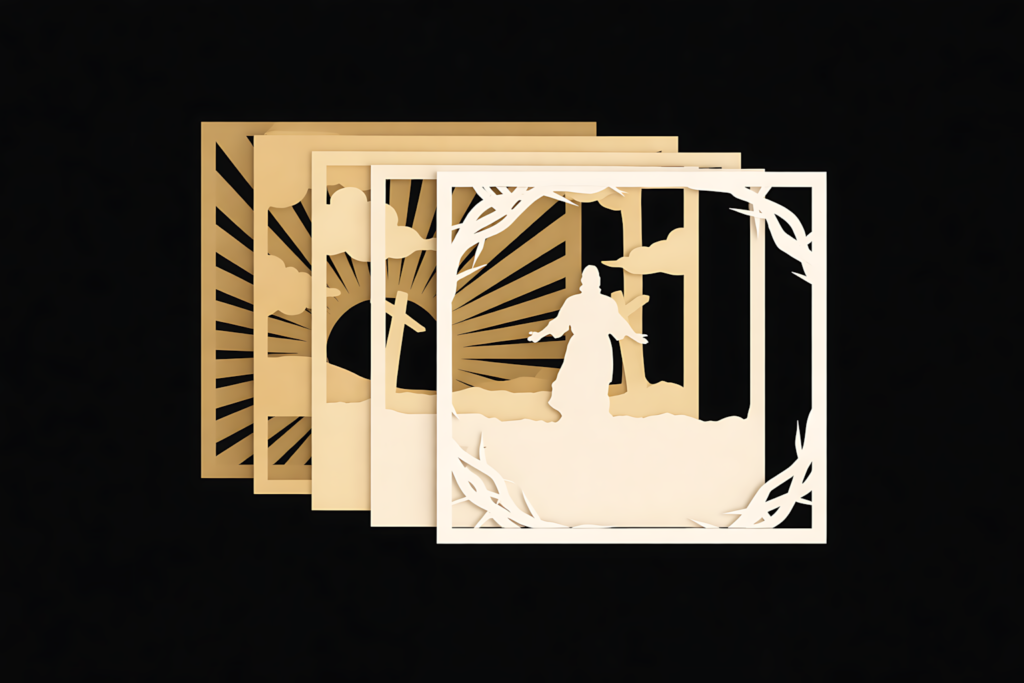 Jesus resurrection Easter shadow box SVG layered papercut