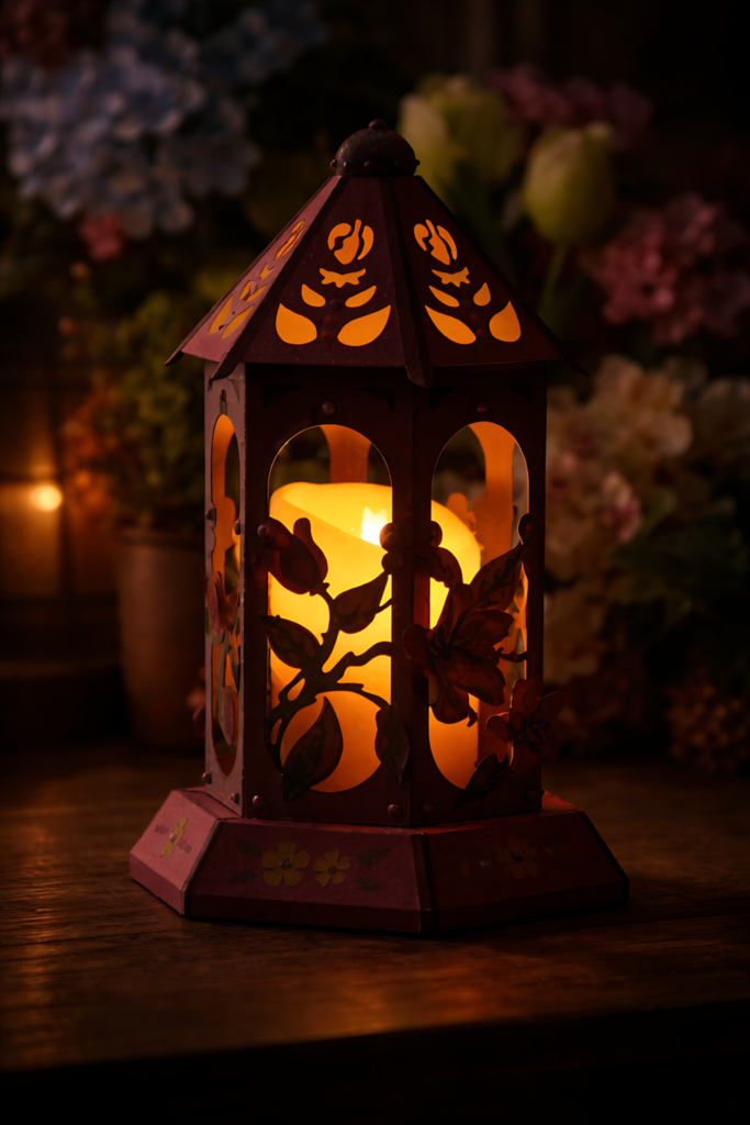 DIY apple blossom lantern SVG glowing paper lantern decoration for spring table