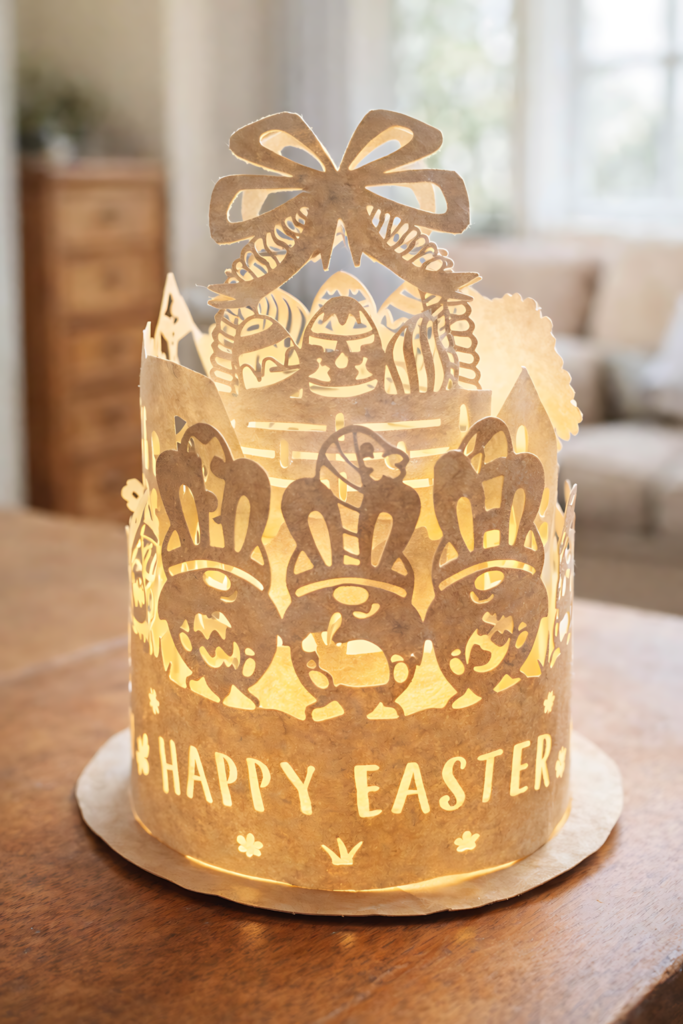 3D Easter bunny papercut lantern SVG illuminated paper lantern design