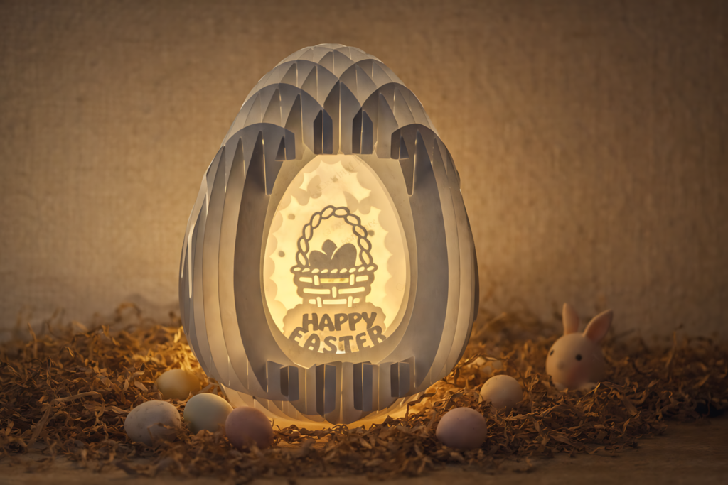 Easter egg lantern SVG papercraft template glowing with LED light for Cricut Easter decor