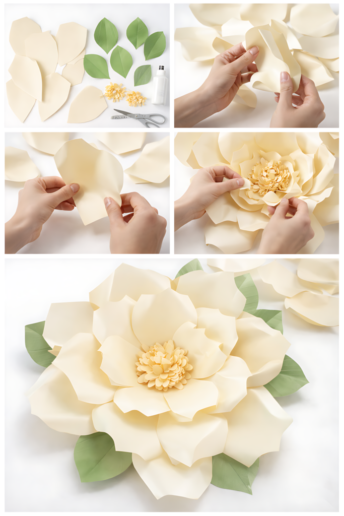 Giant paper rose collage