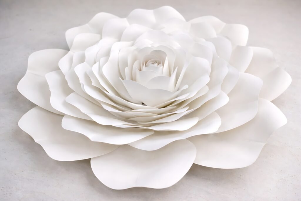 Layered giant rose SVG flower in white with oversized petals