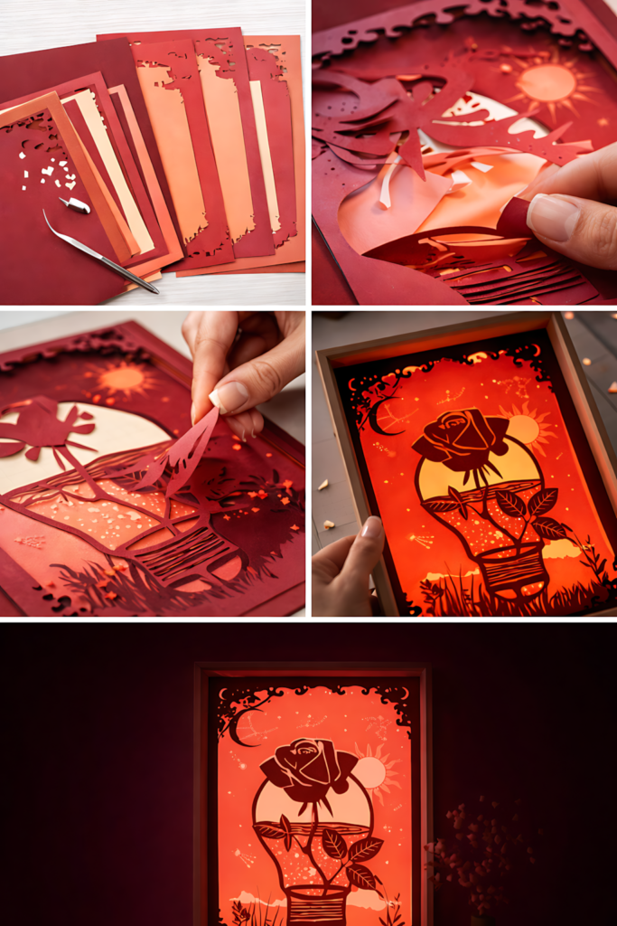 Rose galaxy light box process collage