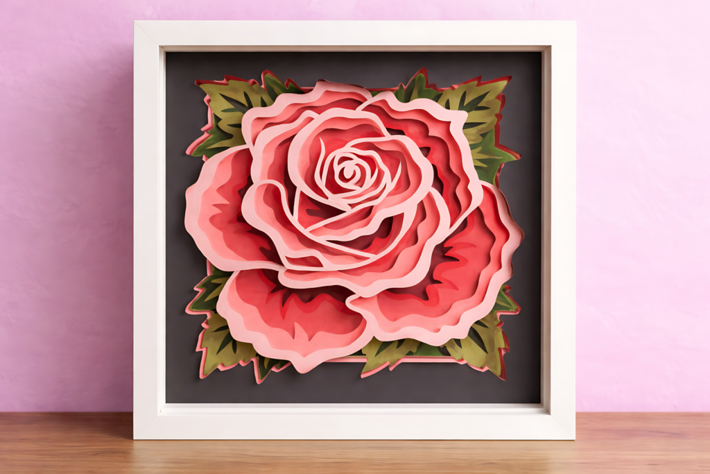 Rose petals 3D shadow box