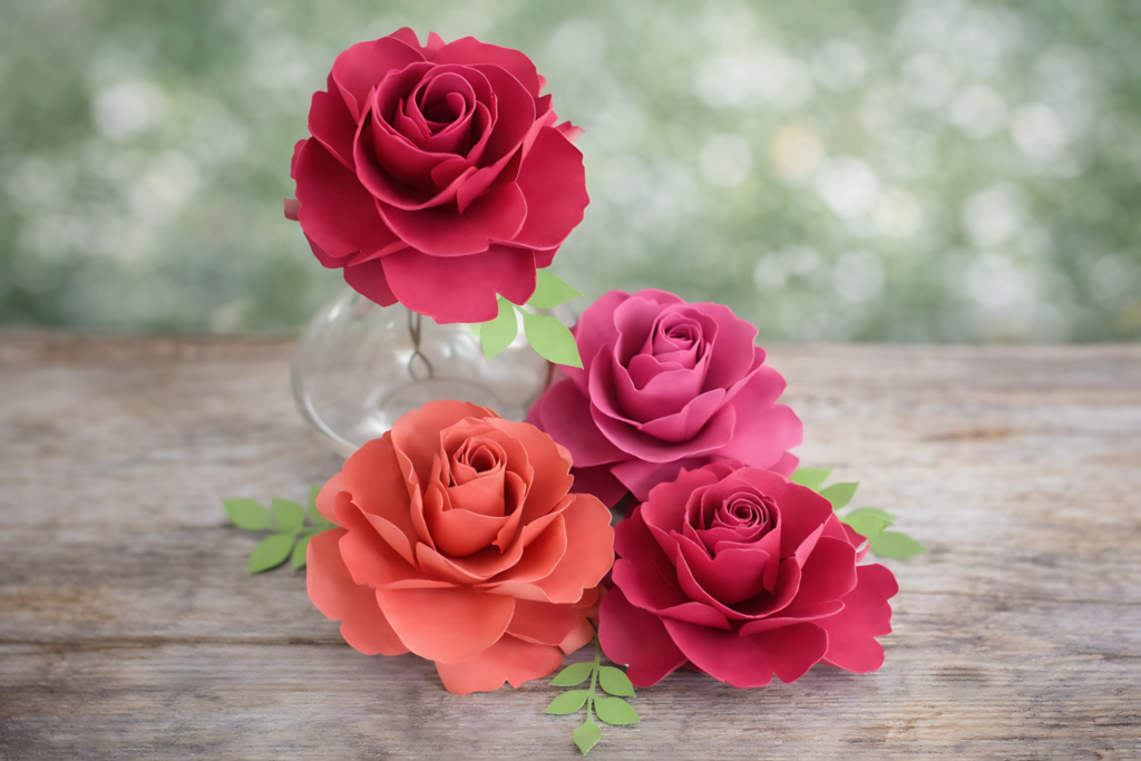 Ruby rose paper flower SVG