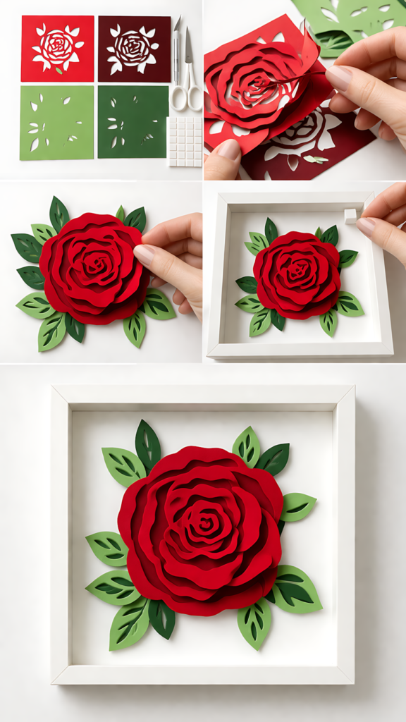 Simple red rose process collage