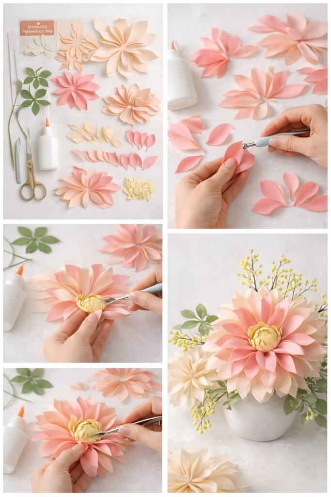 autumn sunburst dahlia assembly steps