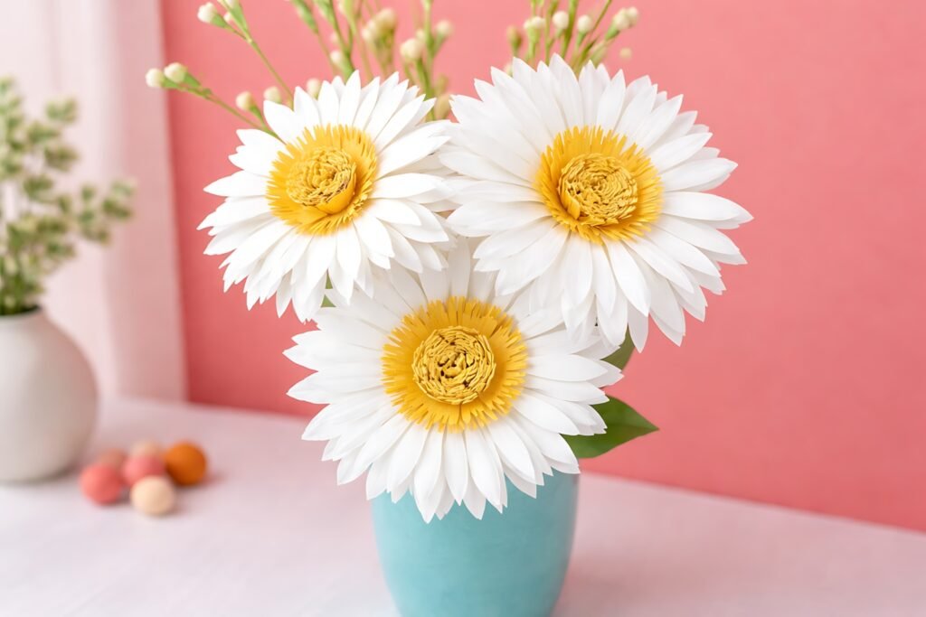 White daisy paper flowers