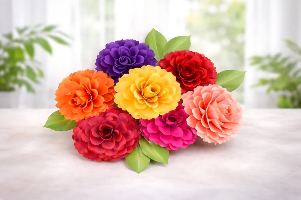 dahlia paper flower svg bouquet
