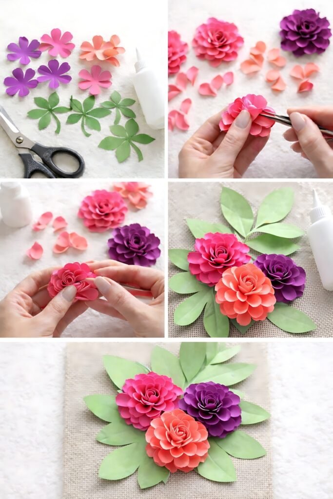 dahlia paper flower assembly steps