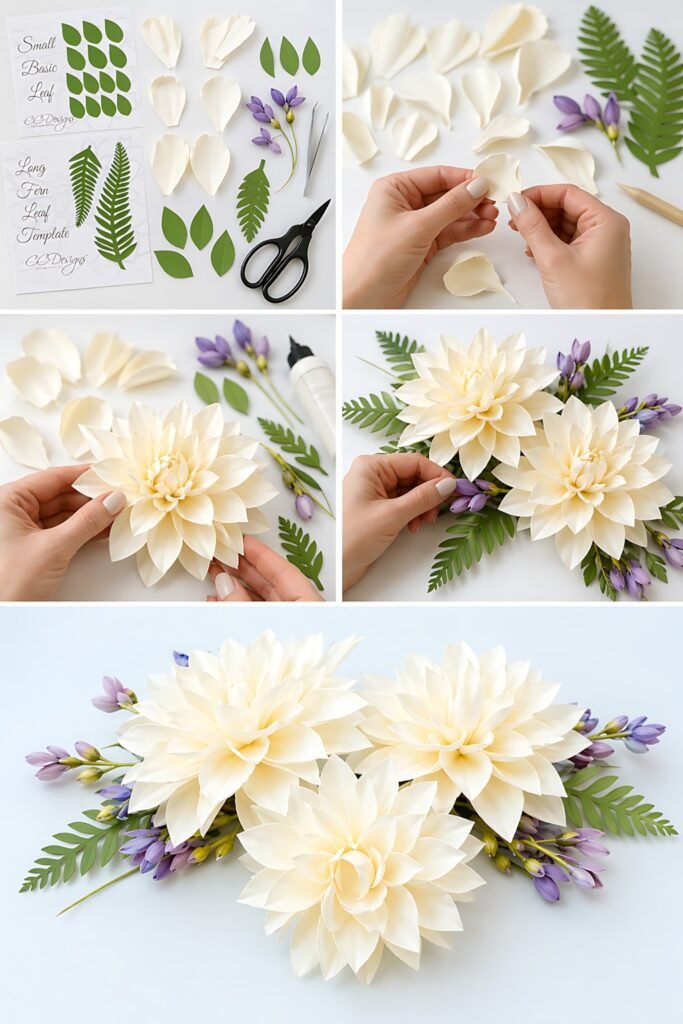 paper dahlia assembly steps