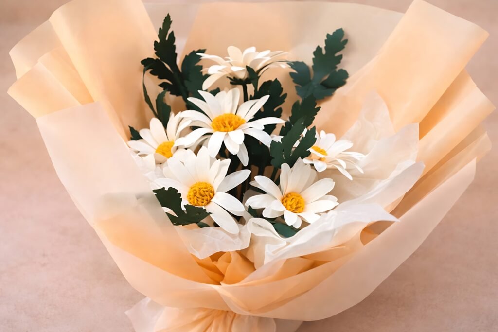 White paper daisy bouquet