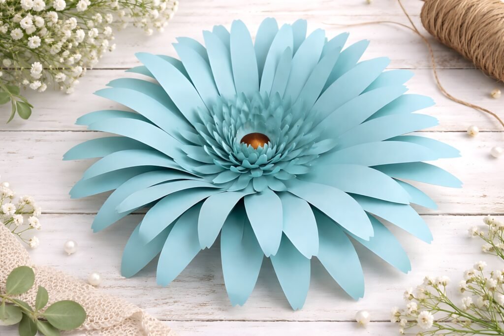 Blue gerbera paper flower