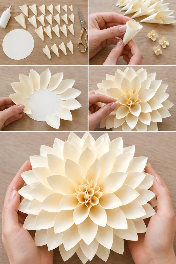 large paper dahlia assembly steps