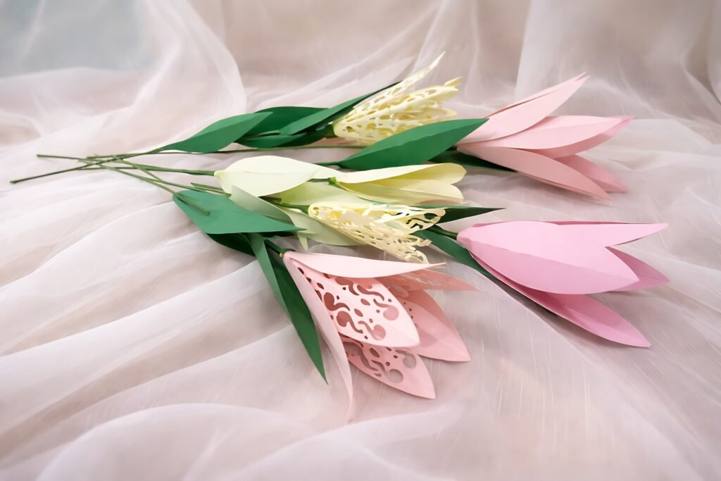 Paper lily bouquet templates