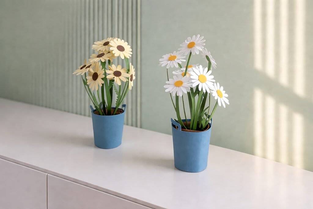 Mini paper daisy pails