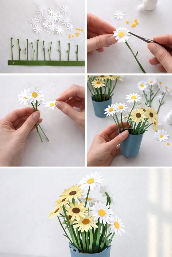 Mini paper daisy assembly