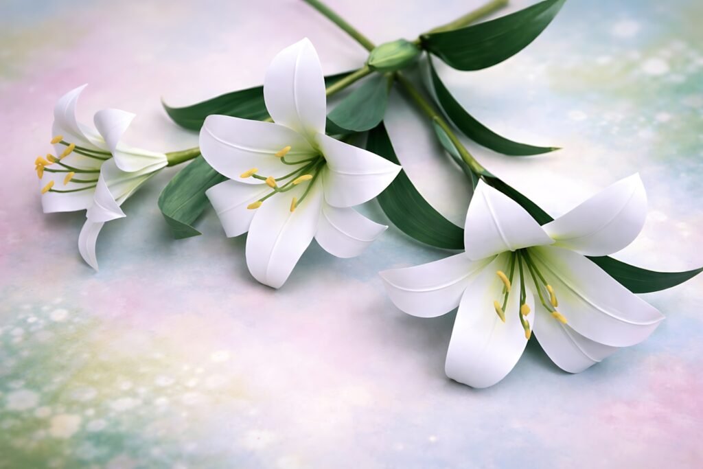 White oriental paper lilies