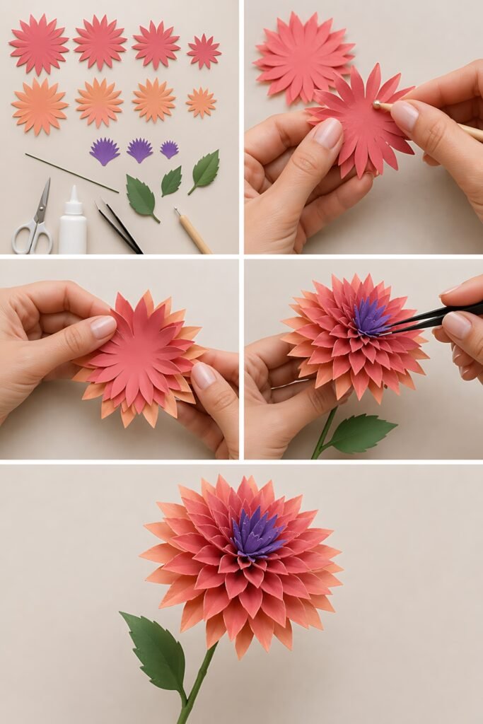 pointed dahlia assembly steps