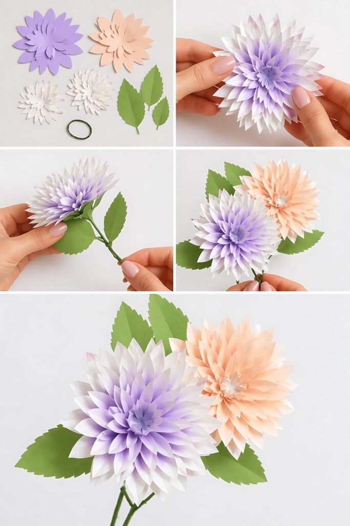 soft color dahlia assembly steps