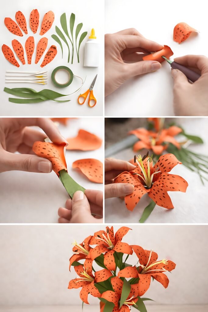 Tiger lily bouquet assembly
