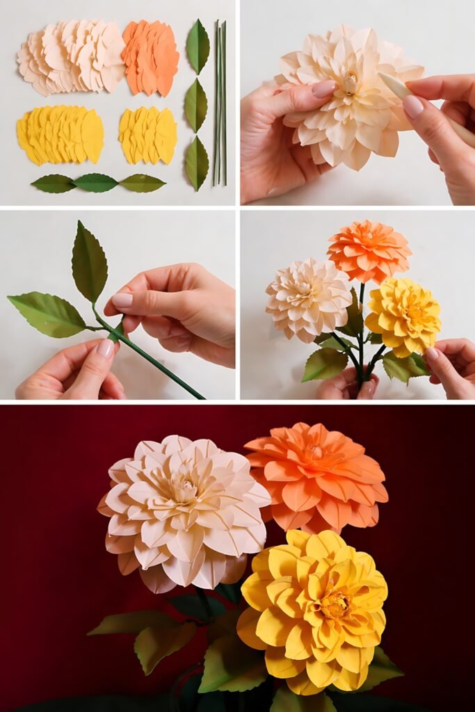 warm toned dahlia assembly steps