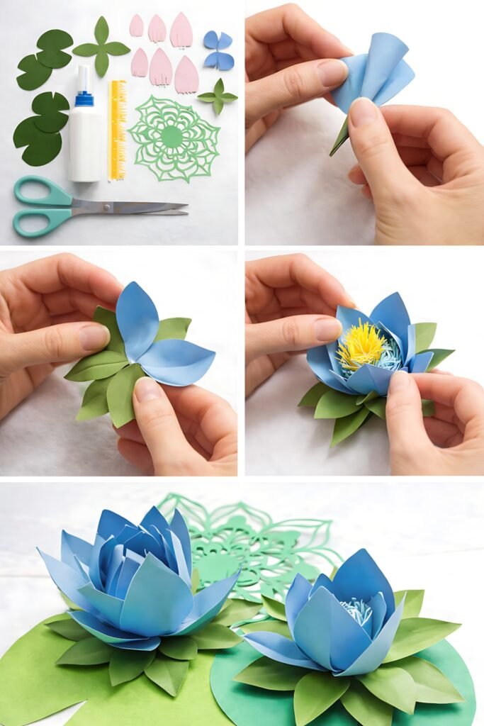 Paper water lily assembly