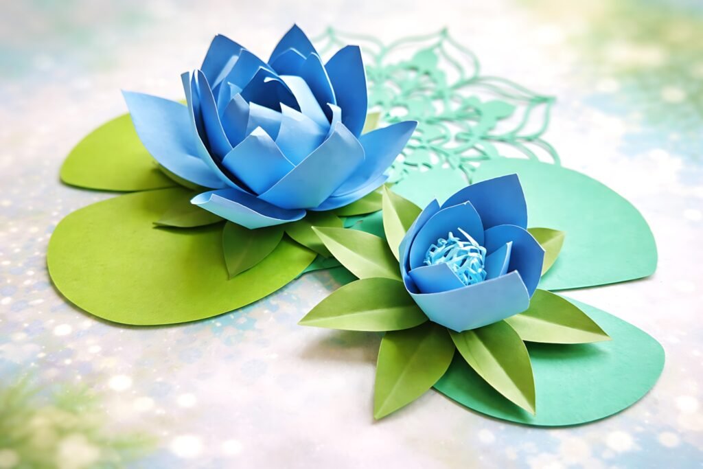 Blue paper water lilies