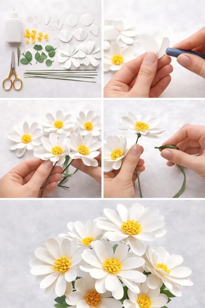 White paper daisy assembly